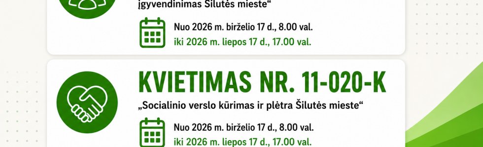 Paskelbtas KVIETIMAS Nr. 11-019-K ir KVIETIMAS Nr. 11-020-K teikti projektų įgyvendinimo planus